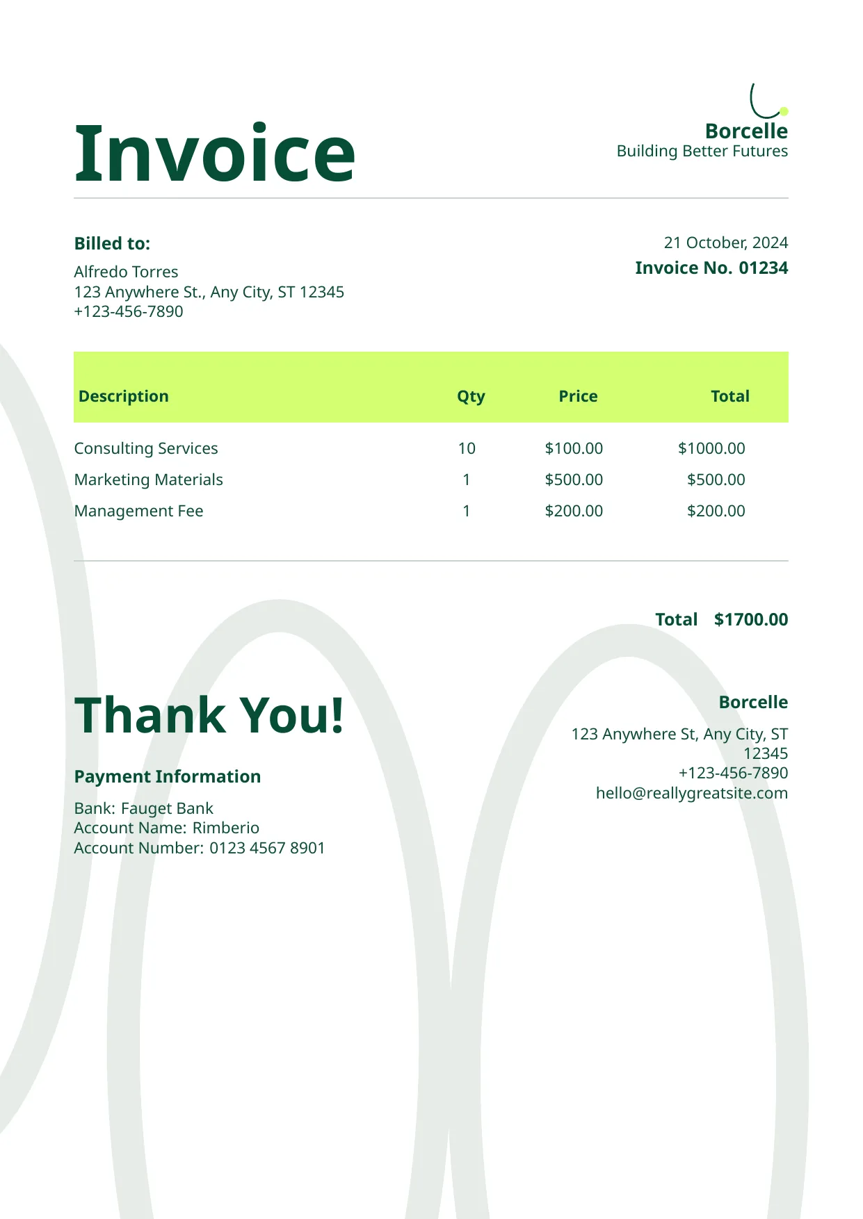 Borcelle hero invoice template